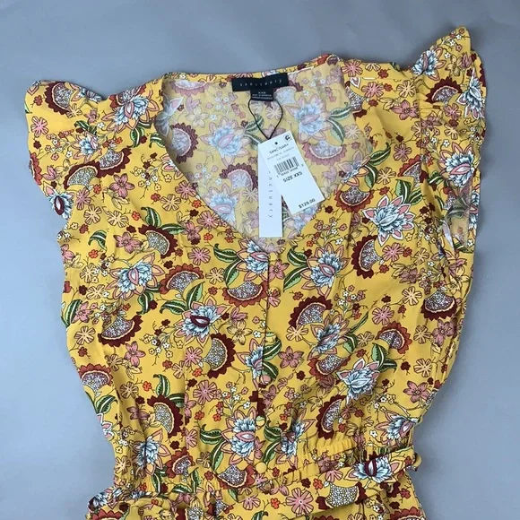 NWT Sanctuary Yellow Floral Flutter Sleeve Romper - Picture 8 of 13